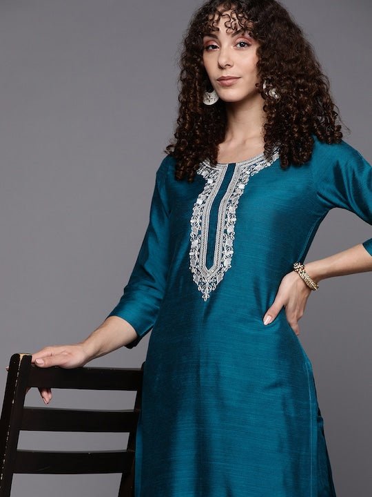 Yoke Design Kurta with Trousers - Inddus.com