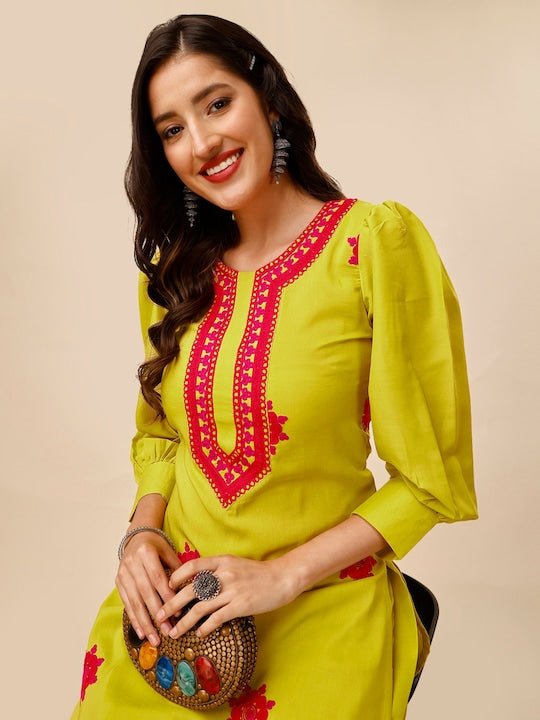 Yoke Design Regular Kurta with Dhoti Pants - Inddus.com