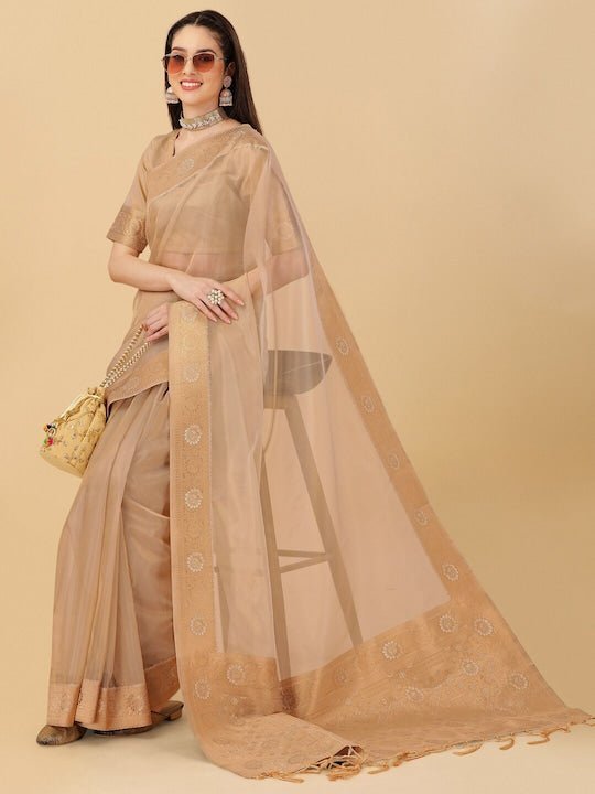 Zari Organza Saree - Inddus.com