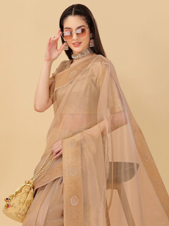 Zari Organza Saree - Inddus.com