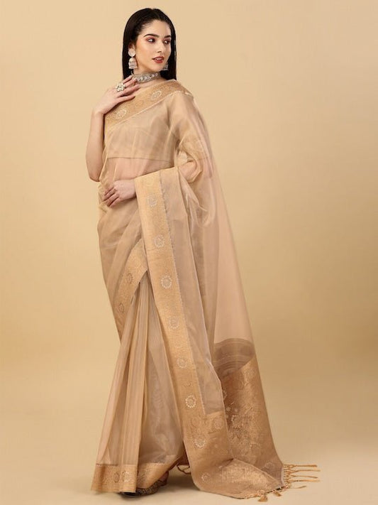 Zari Organza Saree - Inddus.com