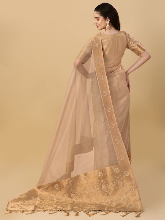 Zari Organza Saree - Inddus.com